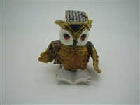 Graduating Owl with Open BOOK - Bejeweled Trinket Box