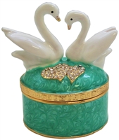 Swans over JEWELRY BOX Trinket BOX (PINK BOX)