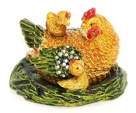 2024 Rooster and hen bejeweled trinket boxes